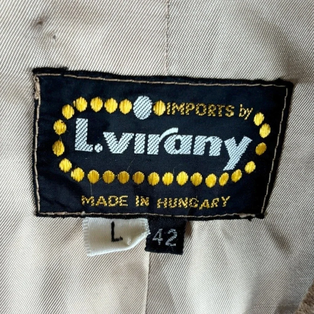 L. Virany Mens Vtg Tan Suede Leather Western Blazer Cowboy Core Coat  Size 42 L